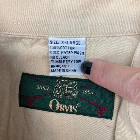 Vintage Orvis XXL Cream Khaki Safari Hunting Shirt Long Sleeve Button Up - Picture 5 of 9